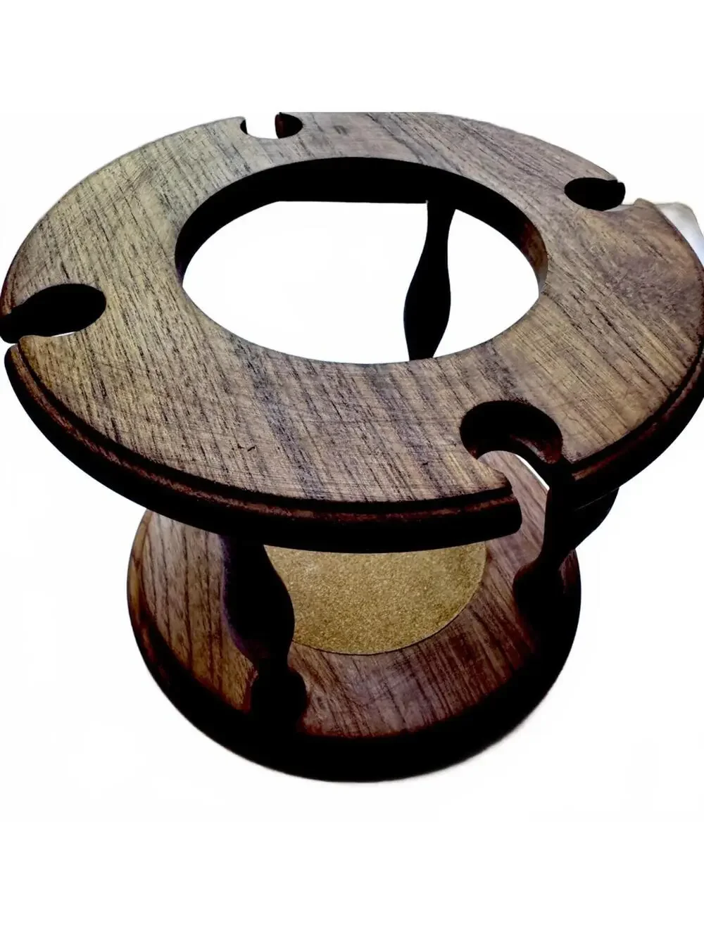 VTG Goodwood Genuine Teak Wood Wine Bottle Stand Holder & Glass Caddy MCM